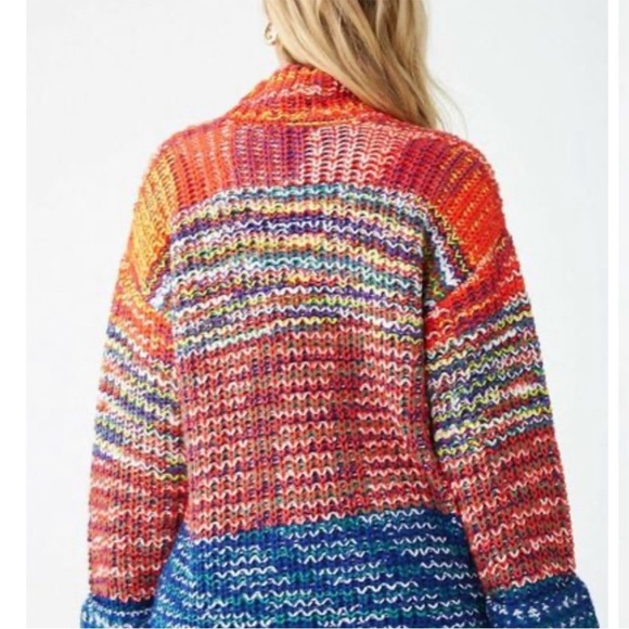 FOREVER 21 Marled Turtleneck Sweater Colorful Women Large Oversized Chunky Knit - Picture 4 of 9